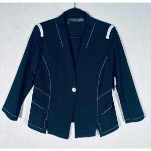 Porto San Francisco Jacket Womens 2 Black Stretch Single Breasted Blazer USA